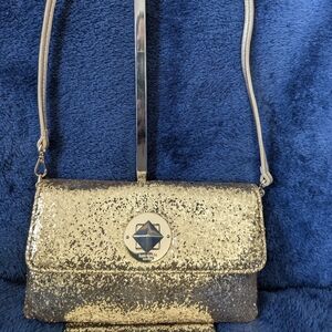 kate spade Gold Glitter Crossbody Bag with Storybook lining